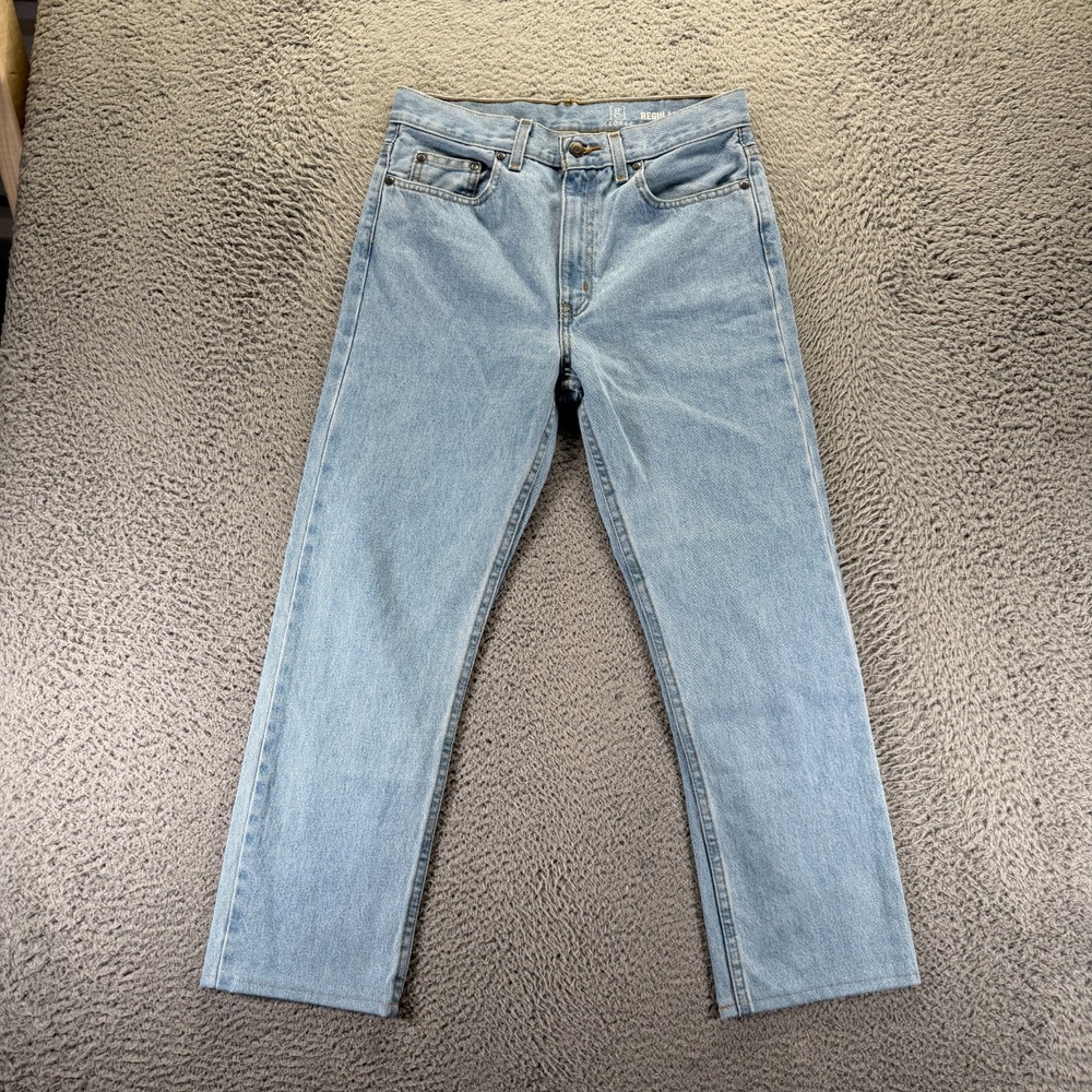 George Jeans Mens 30x27 Blue Cotton Denim Straight Leg Workwear Travel Utility